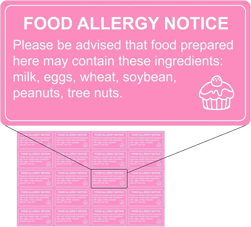 Hepertise 1000 pcs Food Allergy Stickers, 1x2 Inch Food Labels for Food, Bakery, Cookie, Kitchen - Image 1
